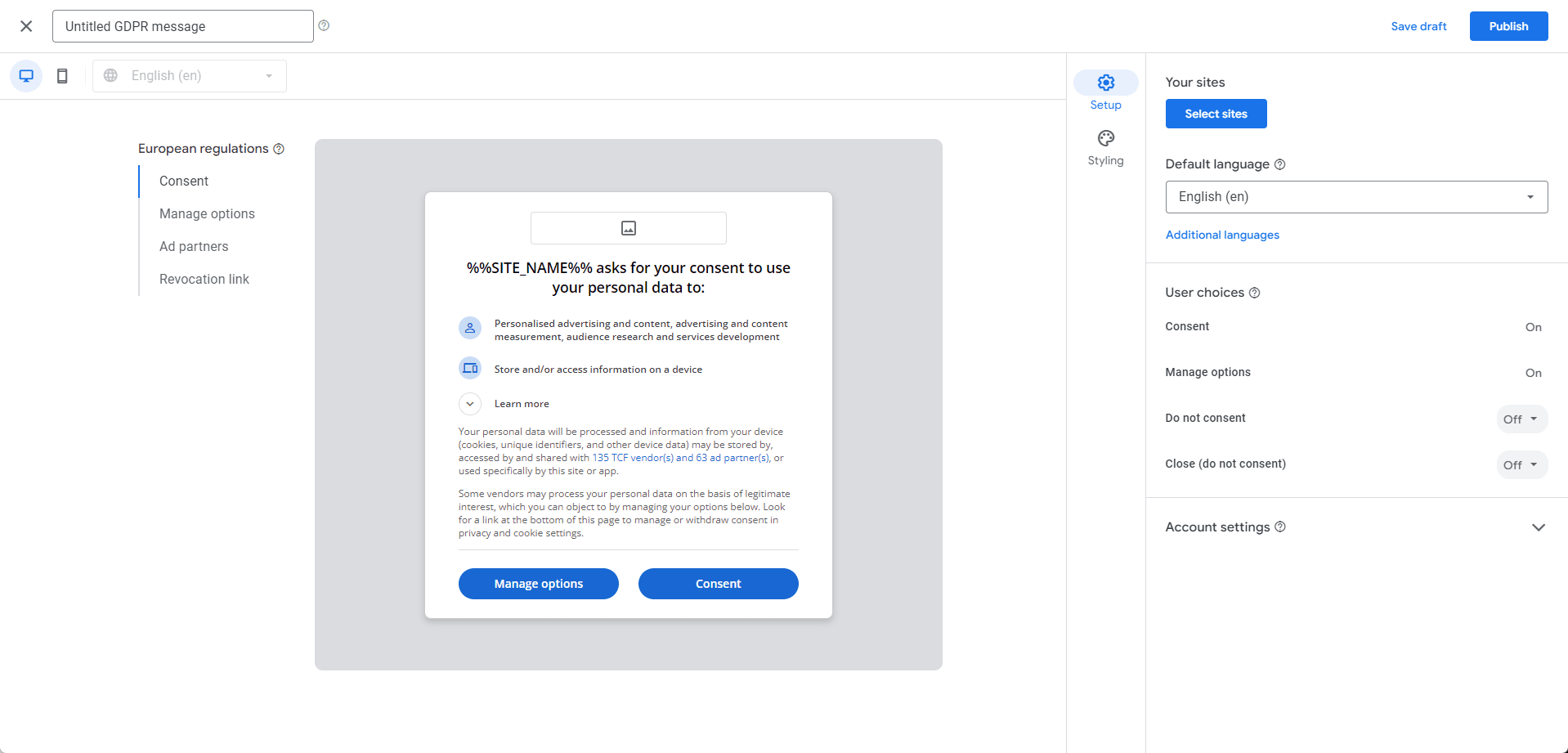 Google Consent Management Options